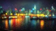 © lei - Wet window with the background of the night city Generative AI. High quality