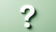 © Andrey - White question mark symbol on a soft green background. Concept of questions, doubt, decision, and solution for problem solving and business.