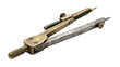 © Rhallyson - Historical brass and steel drafting compass with pencil an aged tool for architects engineers and designers