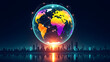 © Md. Al Amin Jony - Global connectivity and technology over cityscape with world map