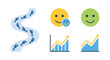 © Jambu - Progress tracking icons with footprints happy faces and upward trend graphs.