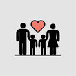 © Elegant Assets - four hands and one heart with silhouetted family in minimalist love under a red symbol of care