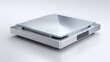 © Sagar - Modern scale with a square glass top and silver base, minimal design.