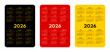 © MasterSergeant - 2026 pocket calendar set, simple vertical calendar design template, german language month names, two weekends, monday first, german flag colors