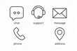 © ณภัทร วงค์มาวิวัฒน์ - Contact Icons: A simple and clean illustration with a set of modern icons, representing various forms of communication. Ideal for websites, apps, or any project needing accessible contact options.