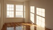 © Sopacha - Photorealistic sunlit room minimal wall and floor simple editorial style