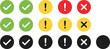 © MDMAHBUBUR - Circle Check Mark, Cross and Exclamation Signs Icon Set in Various Colors