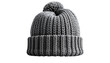© Velgraph - Warm Grey Knitted Winter Beanie Hat with Pom-Pom Detail and Ribbed Texture