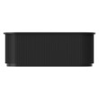 © changnam37 - Modern black reception desk with vertical ribbed paneling and minimalist design