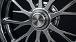 © z - Polished metal wheel with radial symmetry, reflecting industrial elegance and precision.
