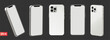 © GRAPHIC ZONE - White smartphone mockup in various angles on a dark background