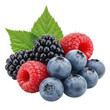 © Sumen - Fresh mixed berries including blueberries raspberries and blackberries isolated on transparent background