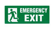 © Clark Still - A green rectangular Emergency Exit sign with a white running man icon and bold text, indicating safety and clear direction for rapid evacuation in public buildings.