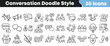 © Vectoravec - Conversation doodle icon set with hand drawn communication symbols for chat, speech, support, teamwork and presentation concepts