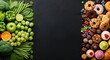 © minimal graphics - An image showcases a contrast between healthy and indulgent foods.