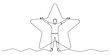 © Continues One Line D - Continuous line drawing of a person celebrating achievement with outstretched arms inside a star shape, symbolizing excellence and success Vector, illustration
