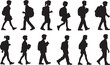 © MR JOKER - Group of diverse students walking silhouettes representing education and school life