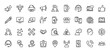 © PixeloAI - Customer service and technical support line icon set. vector pictograms of microphone, phone, handshake, and monitor, thin outline illustration.