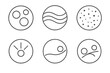 © Valentyna - Soft Gravity Icons. Line style vector icons of Soft Gravity: floating circles, curved waves, glowing dust, radiant pull, smooth