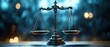 © Margarita - Close-up of an antique ornate metal balance scale with two empty pans against a blurred blue and yellow bokeh background conveying fairness and justice