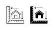 © akib - Property Measurement Icon, Ruler and Floor Plan Vector for Home Dimensions, Site Survey, Construction