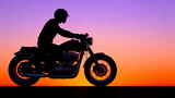 Motorcycle silhouette sunset rider motorbike freedom adventure travel vehicle transportation road trip lifestyle recreation sport speed power design style vintage classic retro