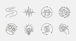 © rohmat - Dynamic icons illustrating processes like brain function, idea generation, music flow, and creative problem solving for modern concepts