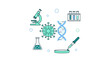 © jeew - Explore the world of science with this modern illustration showcasing DNA, virus, microscope, and laboratory equipment for innovative designs