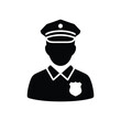 © sumiyati - Simple graphic silhouette depicting a uniformed police officer, symbolizing authority and security