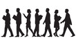 © Yasir - Silhouettes of business people walking diverse group of professionals in motion vector illustration for corporate concept