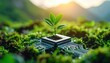 © Khasani - Green technology A young plant sprouting from a computer chip, symbolizing the fusion of nature and innovation for a sustainable future