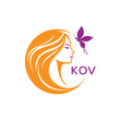 © Farida - KOV Elegant Beauty Woman Logo. KOV with Butterfly  Salon & Spa Branding.  KOV Luxury Beauty Icon Design.