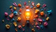 © Maryna - Glowing light bulb symbolizes brilliant idea in scattered crumpled papers. Represents innovation, creativity, new concepts, and problem solving.