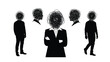 © ShapeCraft - Silhouettes of people with scribbled heads stand in contemplation and pose