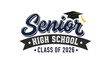 © John - Senior High School Class of 2026 graduation emblem with a mortarboard cap. A vector logo design for graduates and school events