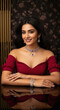 © Shivani - Elegant Woman Showcasing Stunning Ruby Diamond Jewelry Set