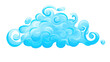 © Vibu design  gallery - A whimsical, stylized blue cloud featuring intricate swirls and gradients, ideal for decorative or cartoon designs. background removed