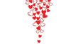 © galang - A romantic concept of love illustrated by a cascade of falling hand-drawn red and white hearts on an isolated white background for Valentine's Day