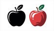 © Tania - Red apple and black silhouette apple with green leaf on white background black apple fruit