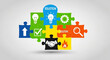 © Noor  - Creative puzzle solution concept for business success, teamwork, and innovation to solve problems with ideas and strategy in a modern design