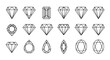 © Noor  - Stunning collection of black and white line art icons showcasing various brilliant diamond and gemstone cuts for jewelry design