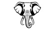 © Yoamn - Bold black and white elephant head illustration design on clean white background