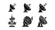 © Cezar_911 - Silhouette satellite dishes and antennas on white background: communication technology icons