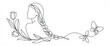 © Radheyo - Beautiful woman face with flower and butterfly in one line art