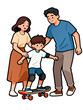 © duyina1990 - [Transparent Background PNG]Parents assisting child in learning to skateboard