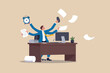 © afxlamiya2026 - Multitasking businessman juggling tasks, phone, and documents under pressure