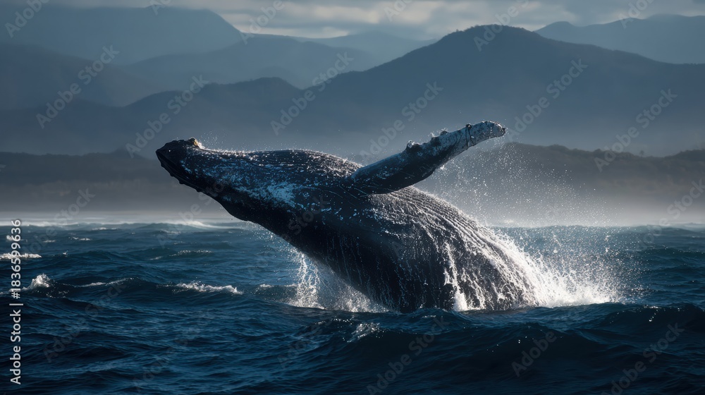 Humpback Whale Breaching in the Pacific Ocean Reveals Cultural ...