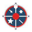 © gor2 - Red And White Reticle Icon With Blue Circle And Stars And Arrow Graphic Design
