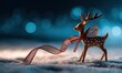 © TheoTheWizard - A deer is standing on a snowy field with a red ribbon around its neck