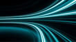 © Diclonius - Dynamic, flowing lines of luminous teal energy surge through a vast, dark expanse, evoking a sense of rapid motion and the cutting edge of digital innovation. vector illustration